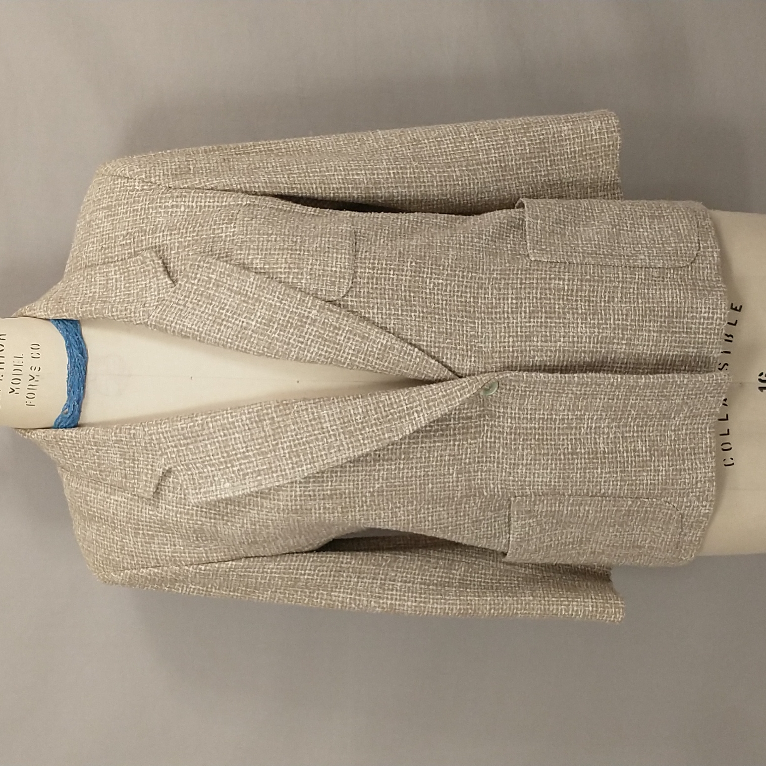 Woven Silk Blazer Nubby Textural Neutral Vintage 90's By Gallant Paris Ny Sz 14